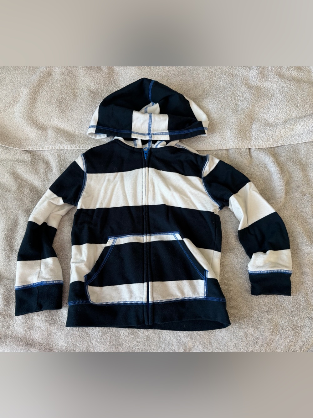 Joe Fresh Hooded Zip Jacket in Navy and White Stripes
